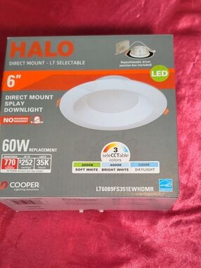 HALO White 6" Direct Mount Splay Downlight - LED